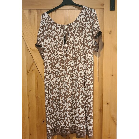 New! Just My Sz 4X Stretch Polyester Pull Over Short Sleeve Dress Gathered Neck - Picture 1 of 16